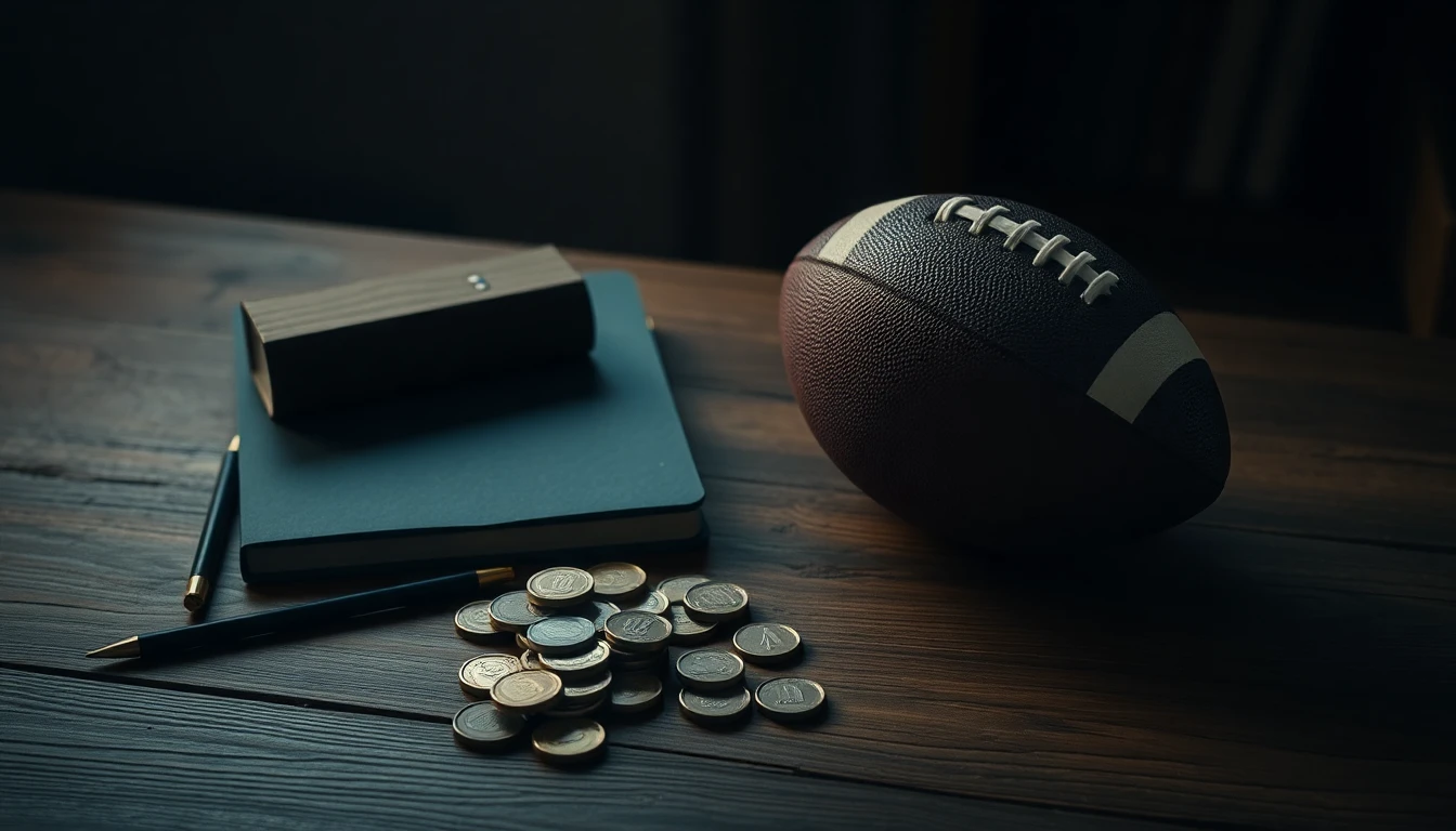 a wooden desk with coins