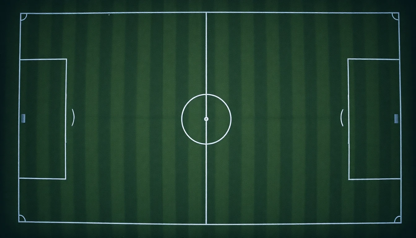 aerial top-down view of a green football pitch with white line markings