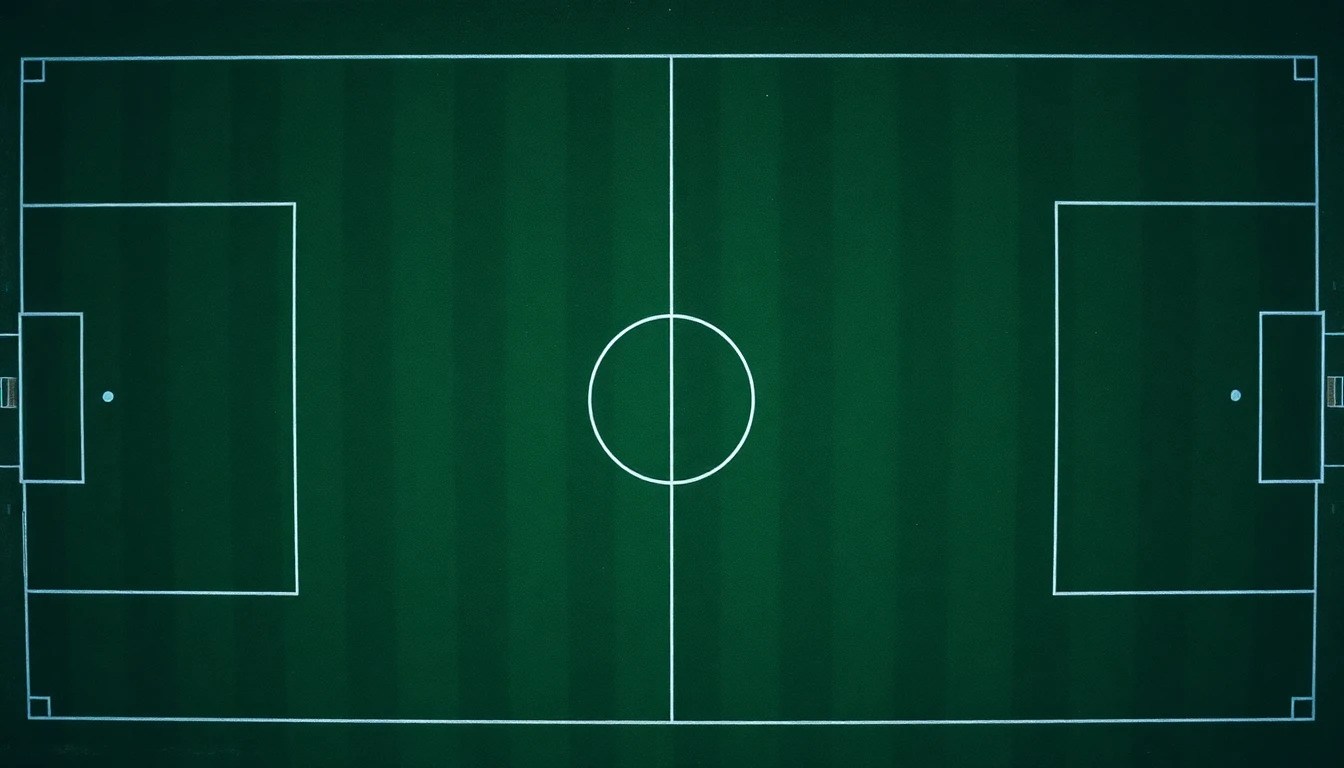 aerial top-down view of a green football pitch with white line markings